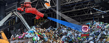 Waste Bunker with FireDos Fire Monitor and Orglmeister Infrared Camera for Early Fire Detection